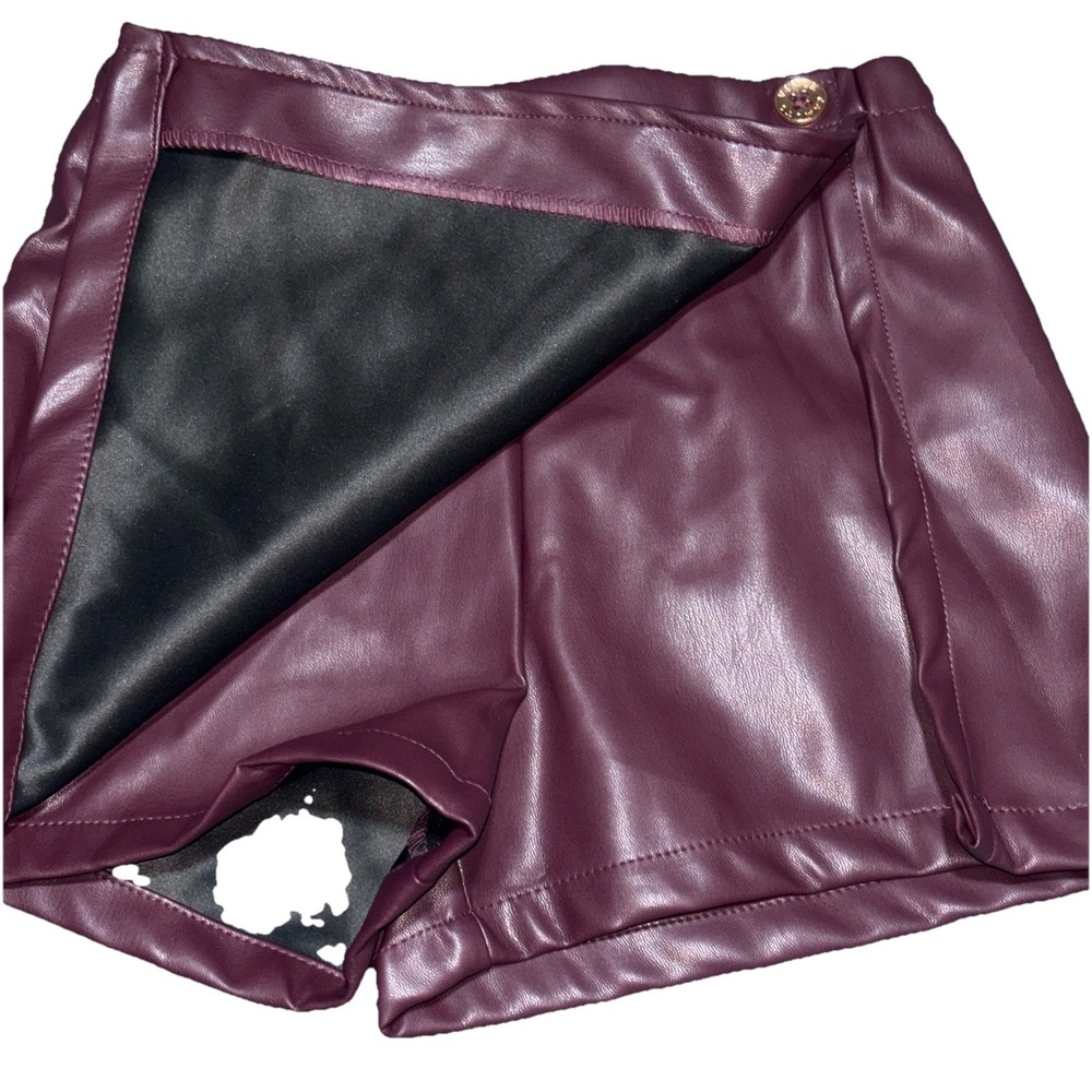 Vince Camuto 2 Girls Skirt Set Sz 7 Pleated Purple Plaid & Plum Faux Leather NEW - Picture 5 of 11